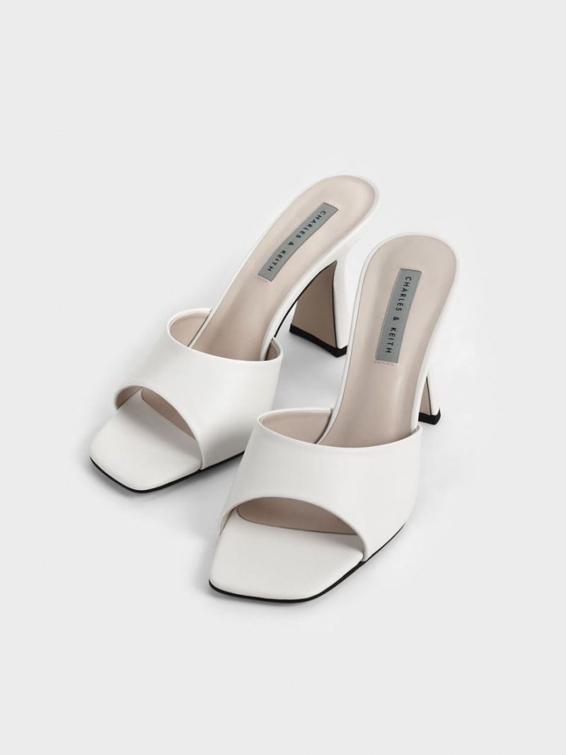 Mules Charles And Keith Square toe με τακουνι κρέμα | 09361-SYEA
