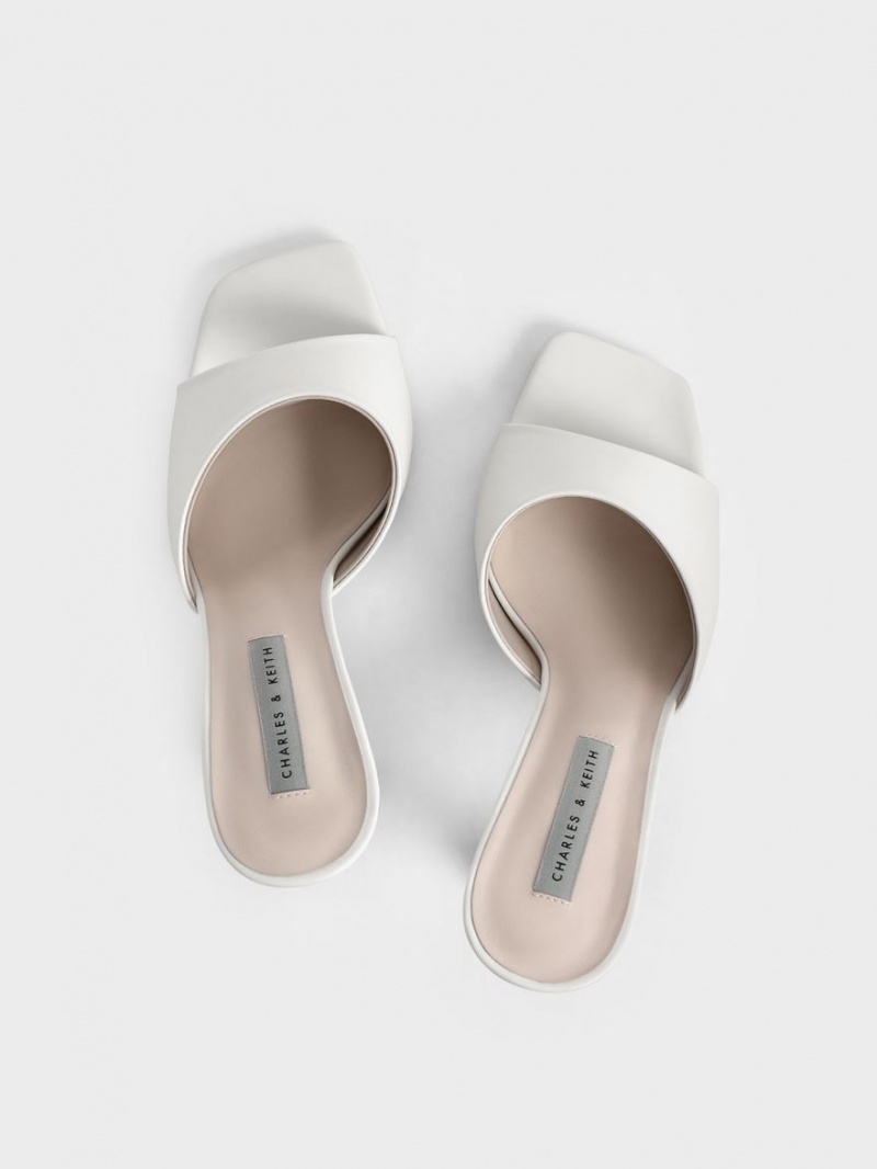 Mules Charles And Keith Square toe με τακουνι κρέμα | 09361-SYEA