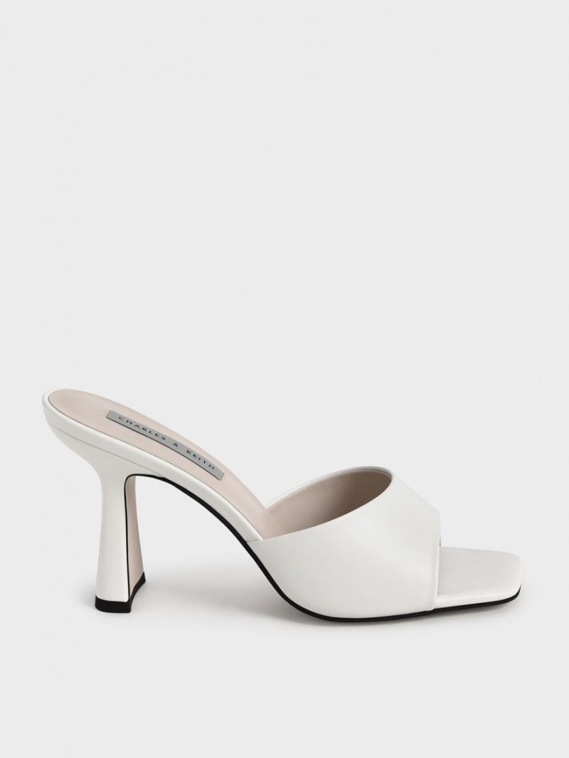 Mules Charles And Keith Square toe με τακουνι κρέμα | 09361-SYEA