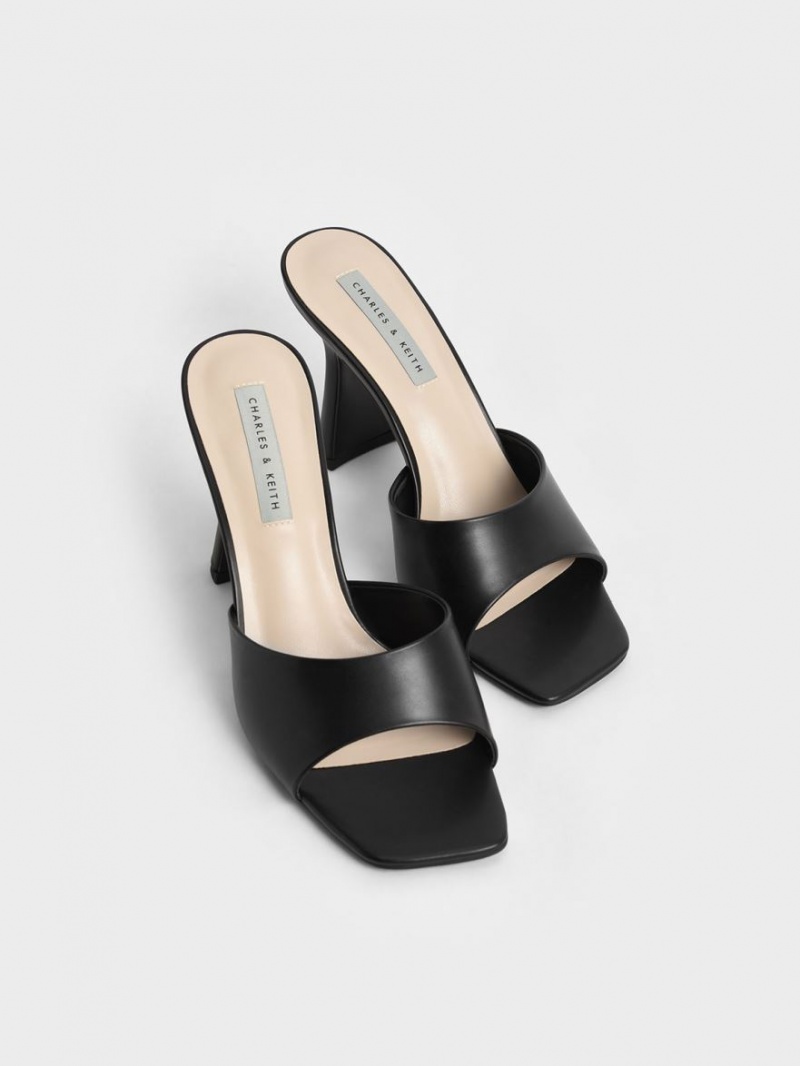 Mules Charles And Keith Square toe με τακουνι μαυρα | 97083-OZYI