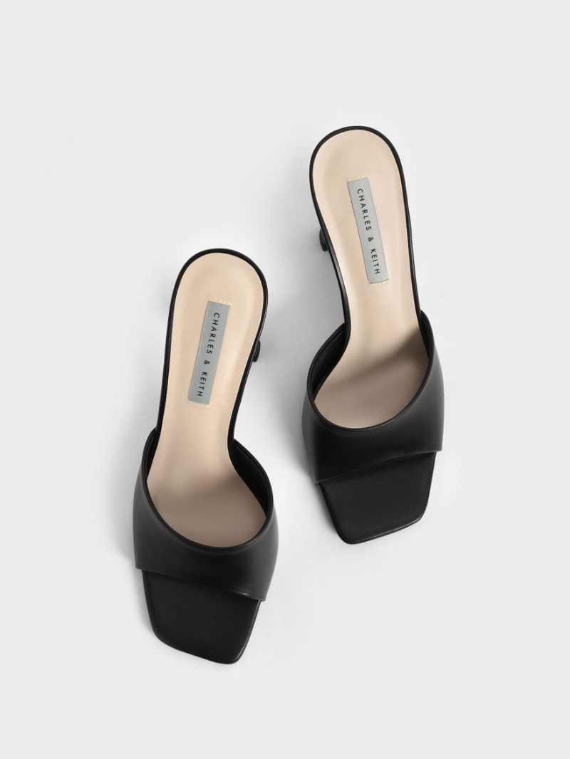 Mules Charles And Keith Square toe με τακουνι μαυρα | 97083-OZYI