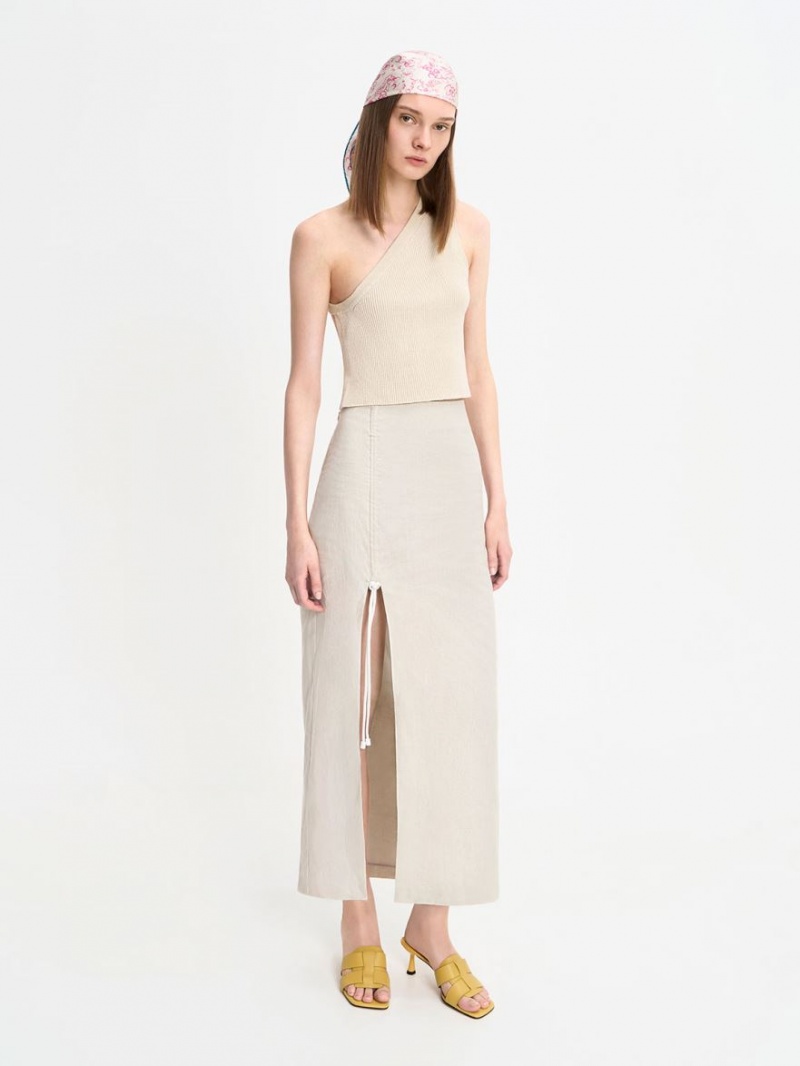 Mules Charles And Keith Trichelle Interwoven δερματινα Spool Heel κίτρινα | 27583-ILSQ
