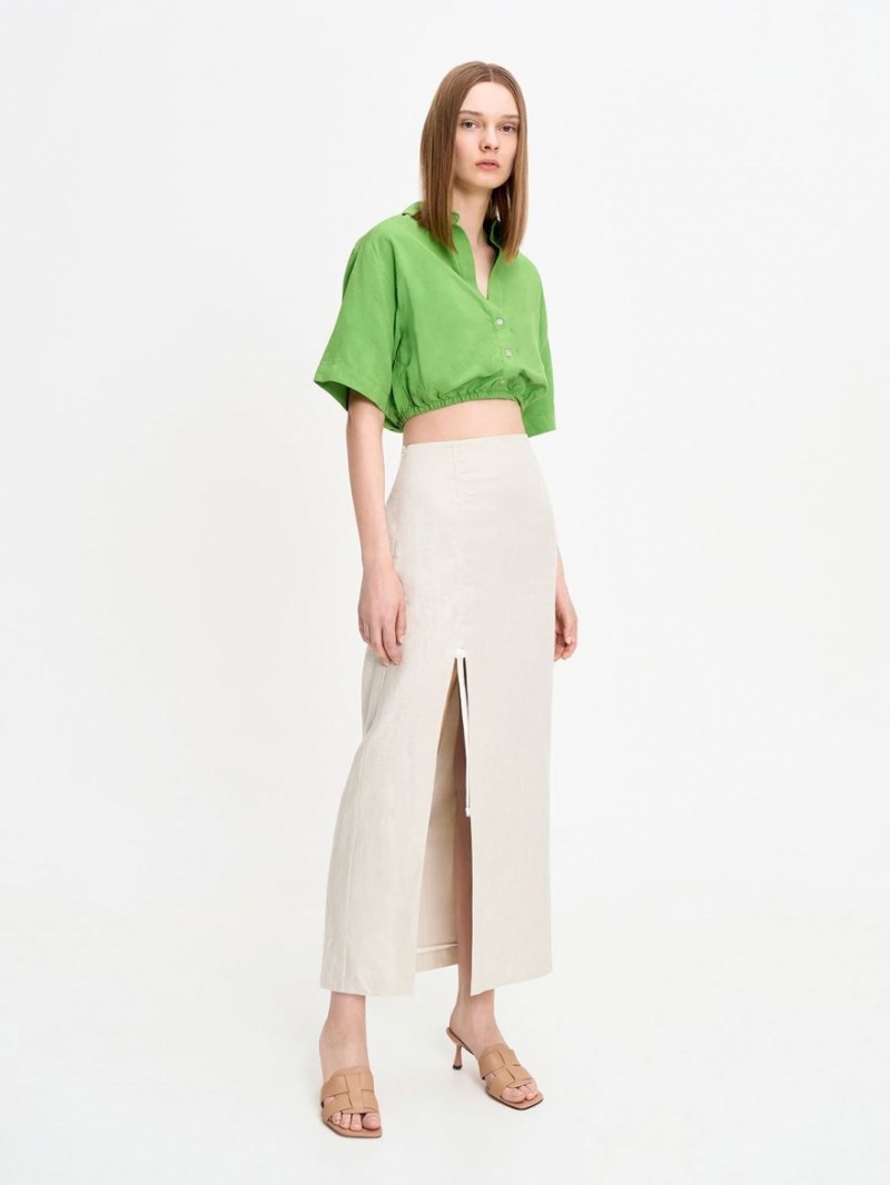 Mules Charles And Keith Trichelle Interwoven δερματινα Spool Heel Μπεζ | 50641-KMOG