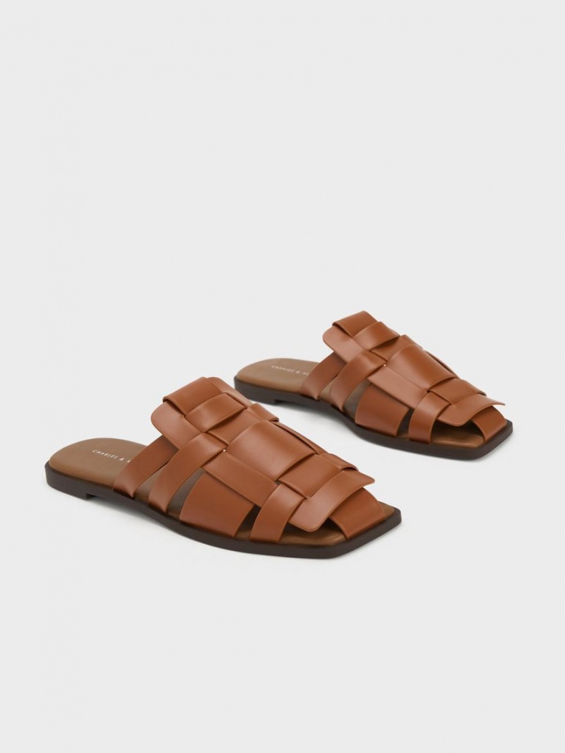 Mules Charles And Keith Woven φλατ καφε | 60197-FUEL