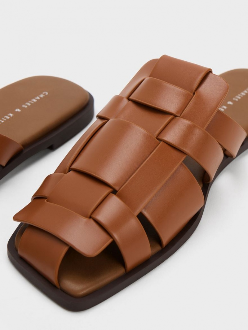 Mules Charles And Keith Woven φλατ καφε | 60197-FUEL