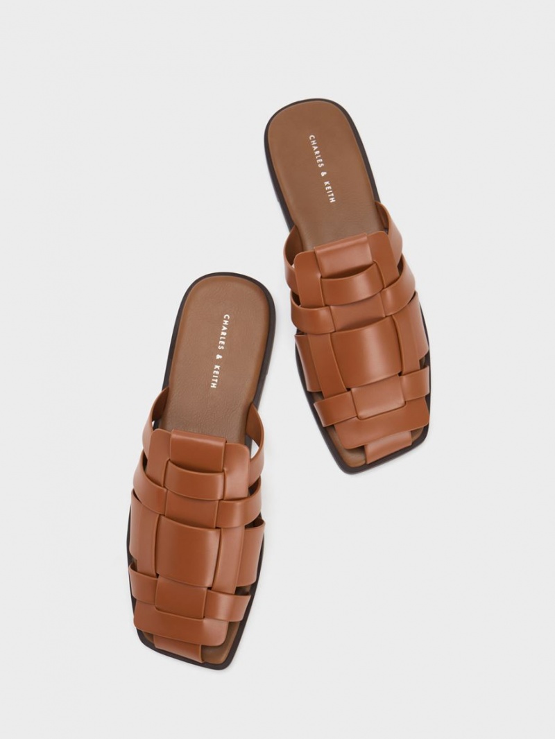 Mules Charles And Keith Woven φλατ καφε | 60197-FUEL
