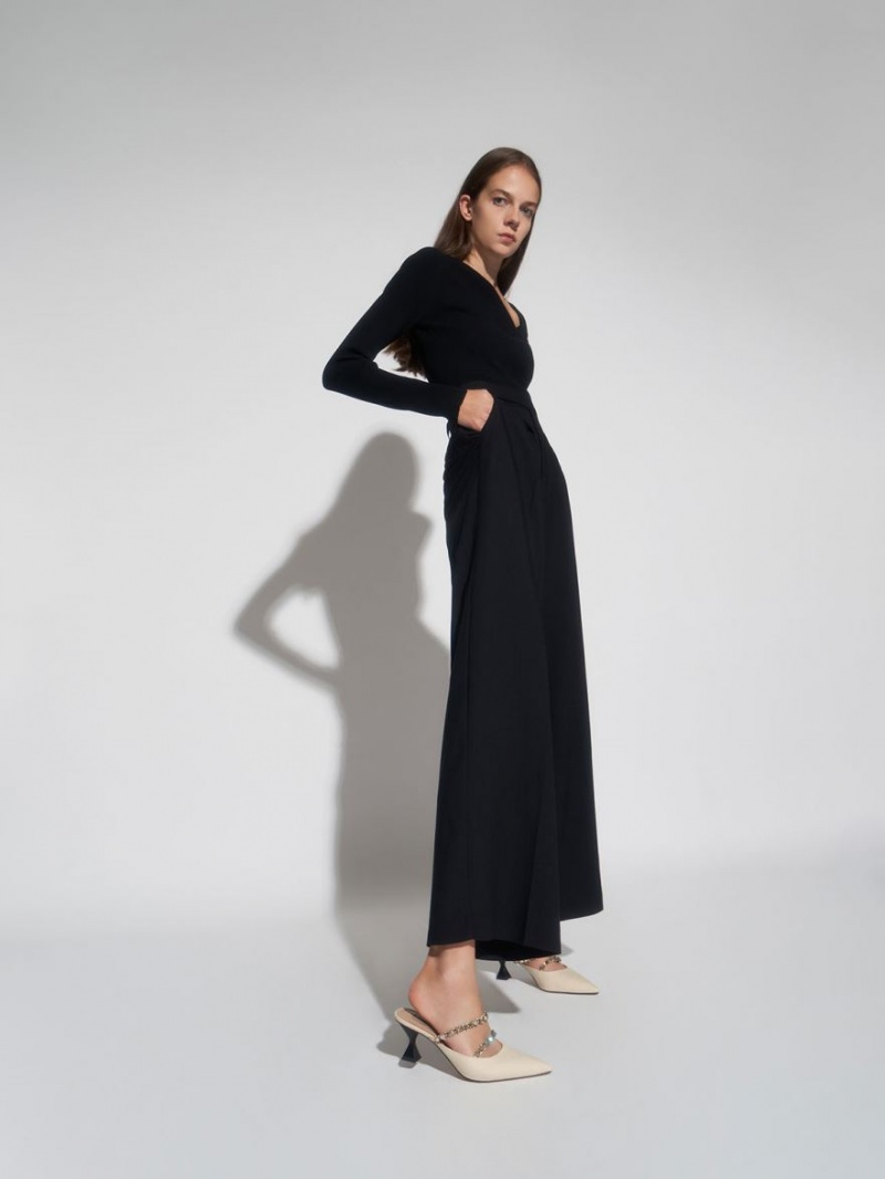 Mules Charles And Keith καμβα Double Gem λουρακια Μπεζ | 90763-FCKU