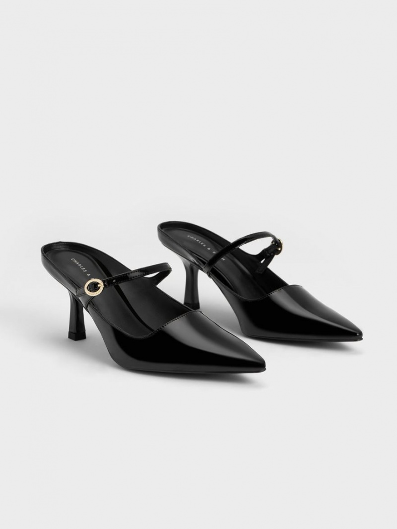 Mules Charles And Keith λουστρινι Mary Jane με τακουνι μαυρα | 81965-HOAZ