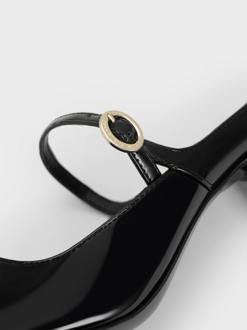 Mules Charles And Keith λουστρινι Mary Jane με τακουνι μαυρα | 81965-HOAZ