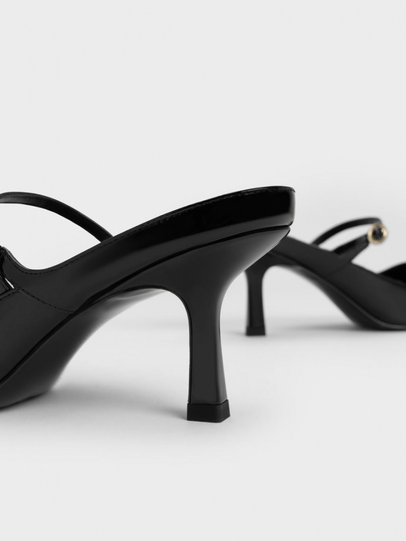 Mules Charles And Keith λουστρινι Mary Jane με τακουνι μαυρα | 81965-HOAZ