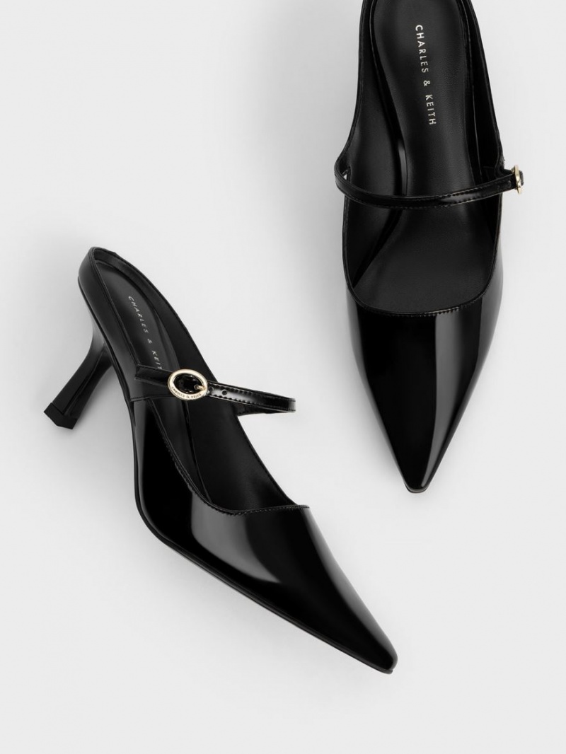 Mules Charles And Keith λουστρινι Mary Jane με τακουνι μαυρα | 81965-HOAZ
