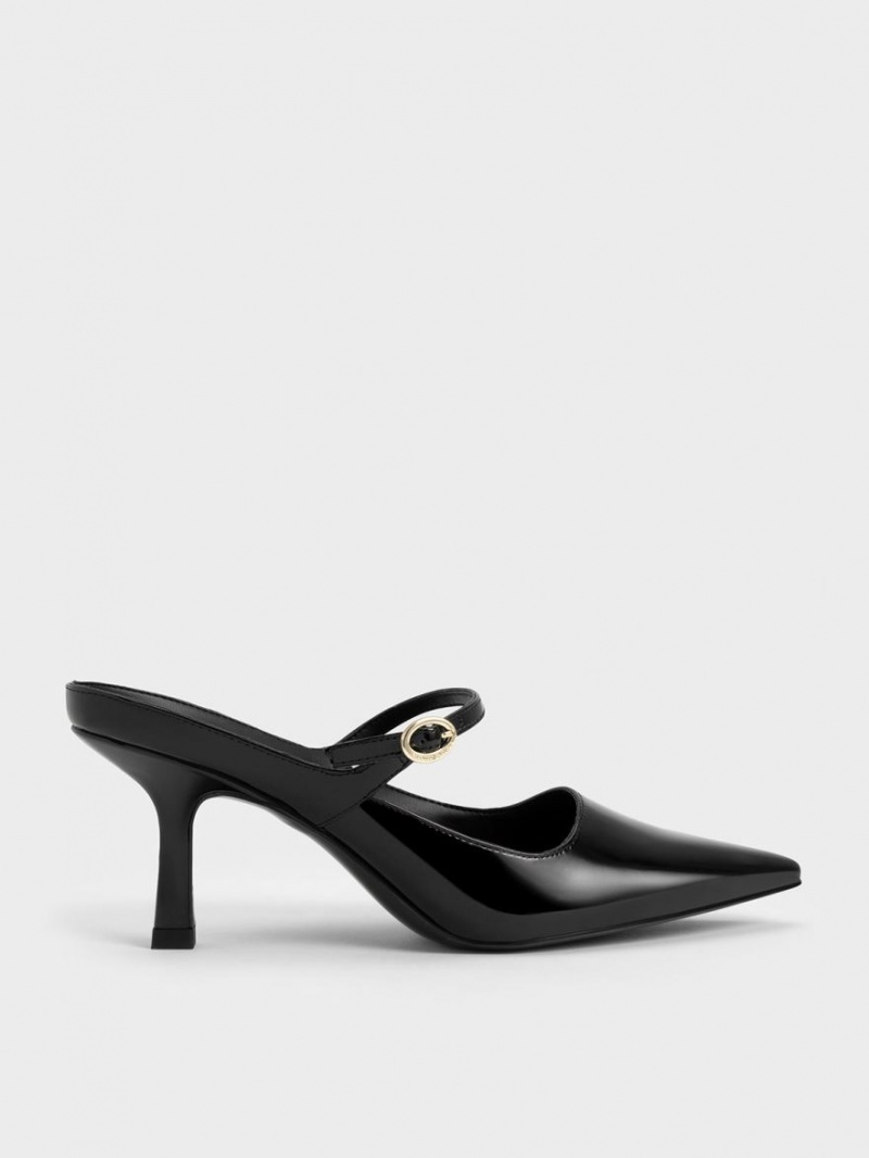 Mules Charles And Keith λουστρινι Mary Jane με τακουνι μαυρα | 81965-HOAZ