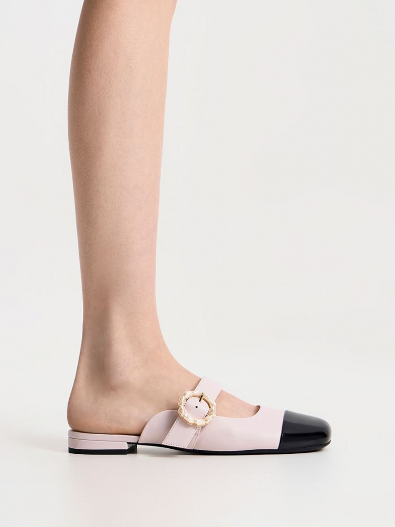 Mules Charles And Keith λουστρινι Pearl πόρπης Mary Jane μωβ | 86490-WCVZ