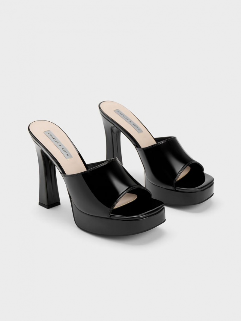 Mules Charles And Keith flatforms Block Heel μαυρα | 23659-OTPI