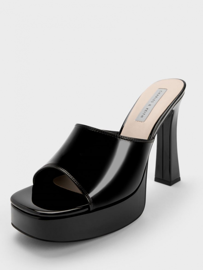 Mules Charles And Keith flatforms Block Heel μαυρα | 23659-OTPI