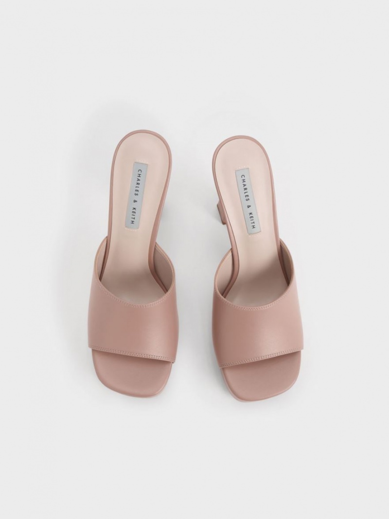 Mules Charles And Keith flatforms Block Heel Μπεζ | 60187-ITXQ
