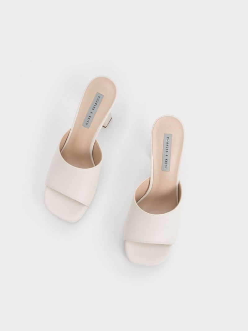 Mules Charles And Keith flatforms Block Heel κρέμα | 25480-SCKL