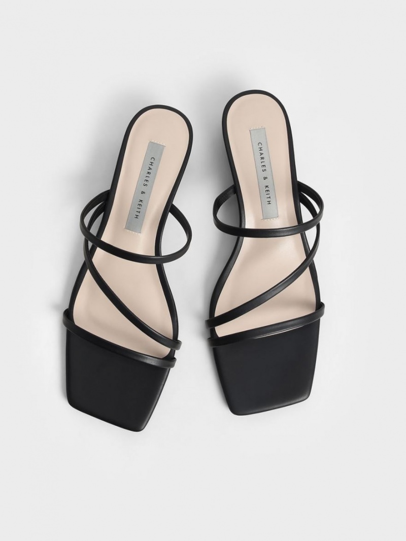 Mules Charles And Keith strappy Wedge μαυρα | 93675-HZNF