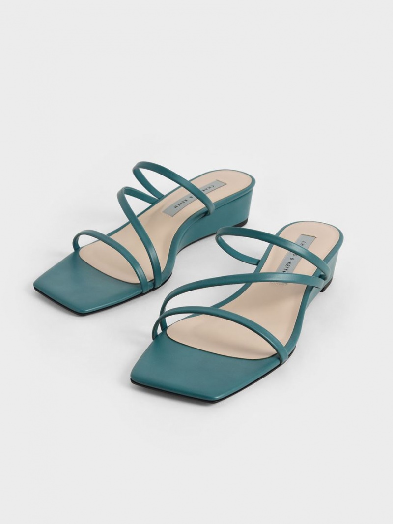 Mules Charles And Keith strappy Wedge πρασινο | 12948-YKRT