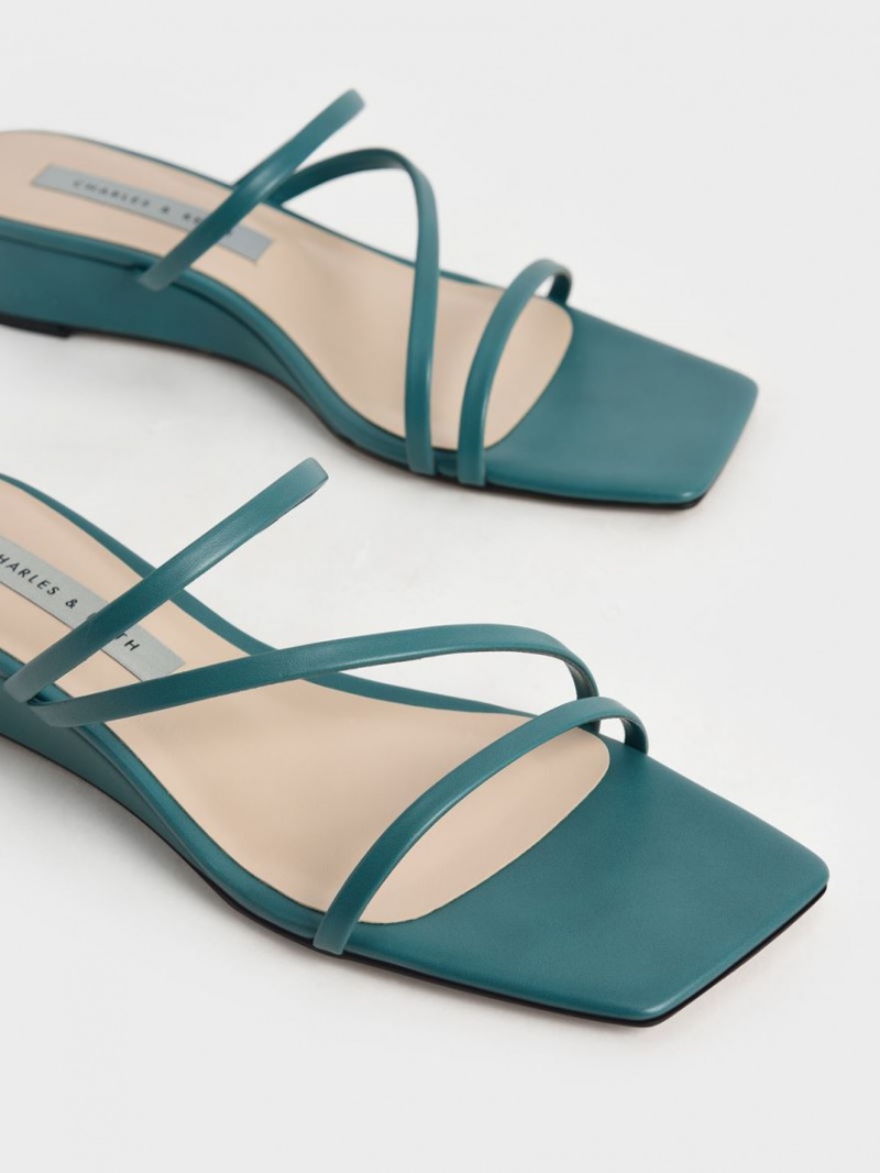 Mules Charles And Keith strappy Wedge πρασινο | 12948-YKRT