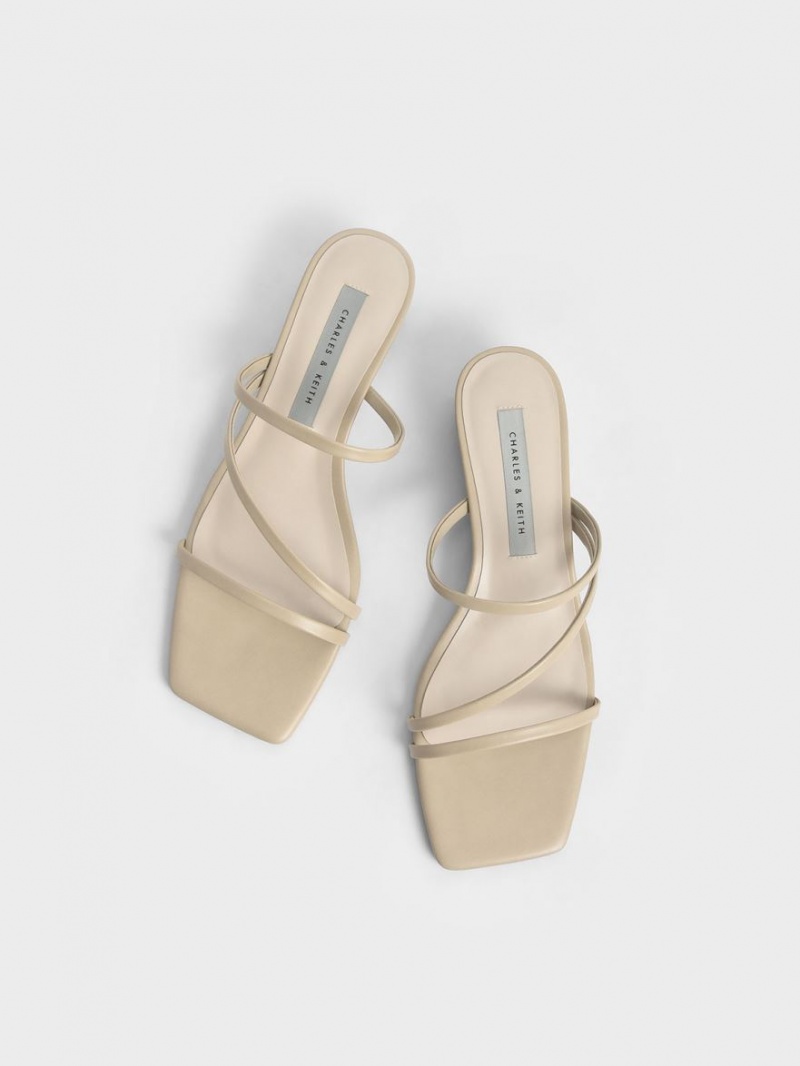 Mules Charles And Keith strappy Wedge Μπεζ | 92637-ZAQS
