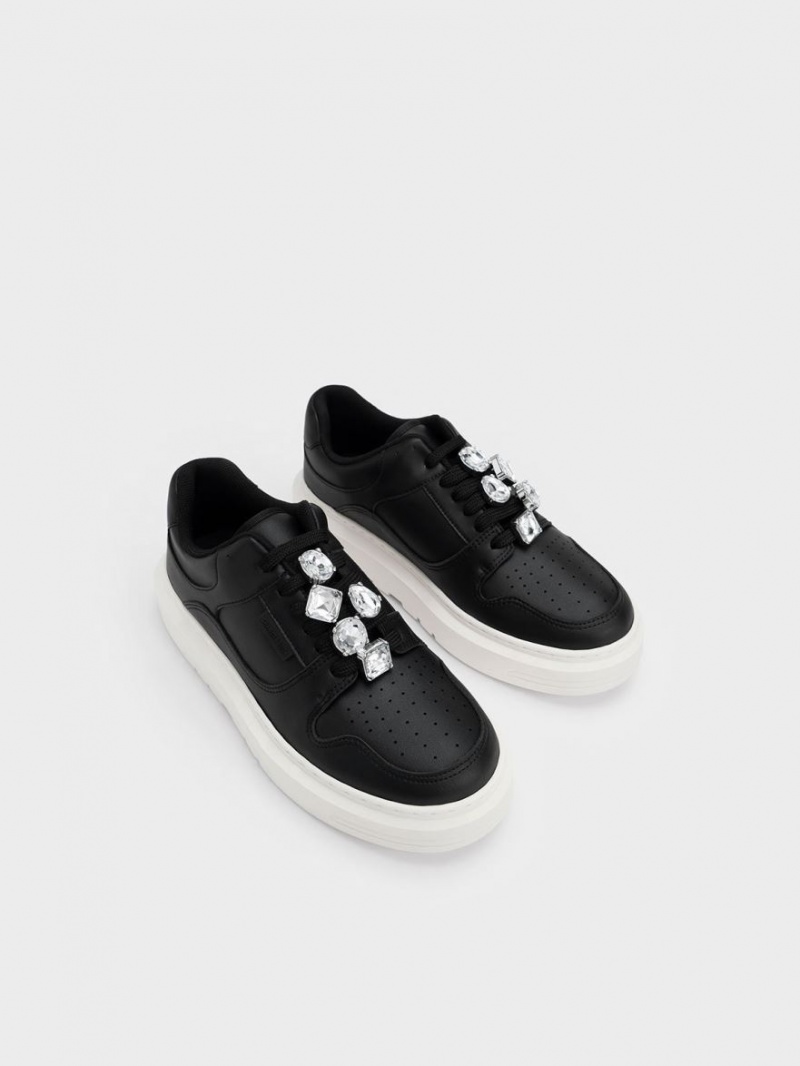 Sneakers Πλατφορμα Charles And Keith Gem-Embellished μαυρα | 87564-EUMW