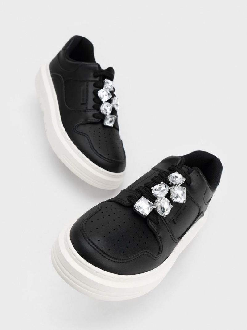 Sneakers Πλατφορμα Charles And Keith Gem-Embellished μαυρα | 87564-EUMW