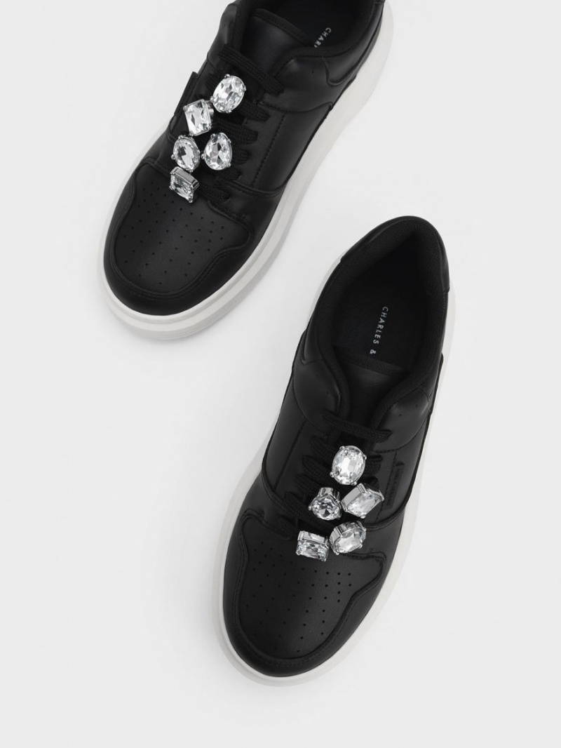 Sneakers Πλατφορμα Charles And Keith Gem-Embellished μαυρα | 87564-EUMW