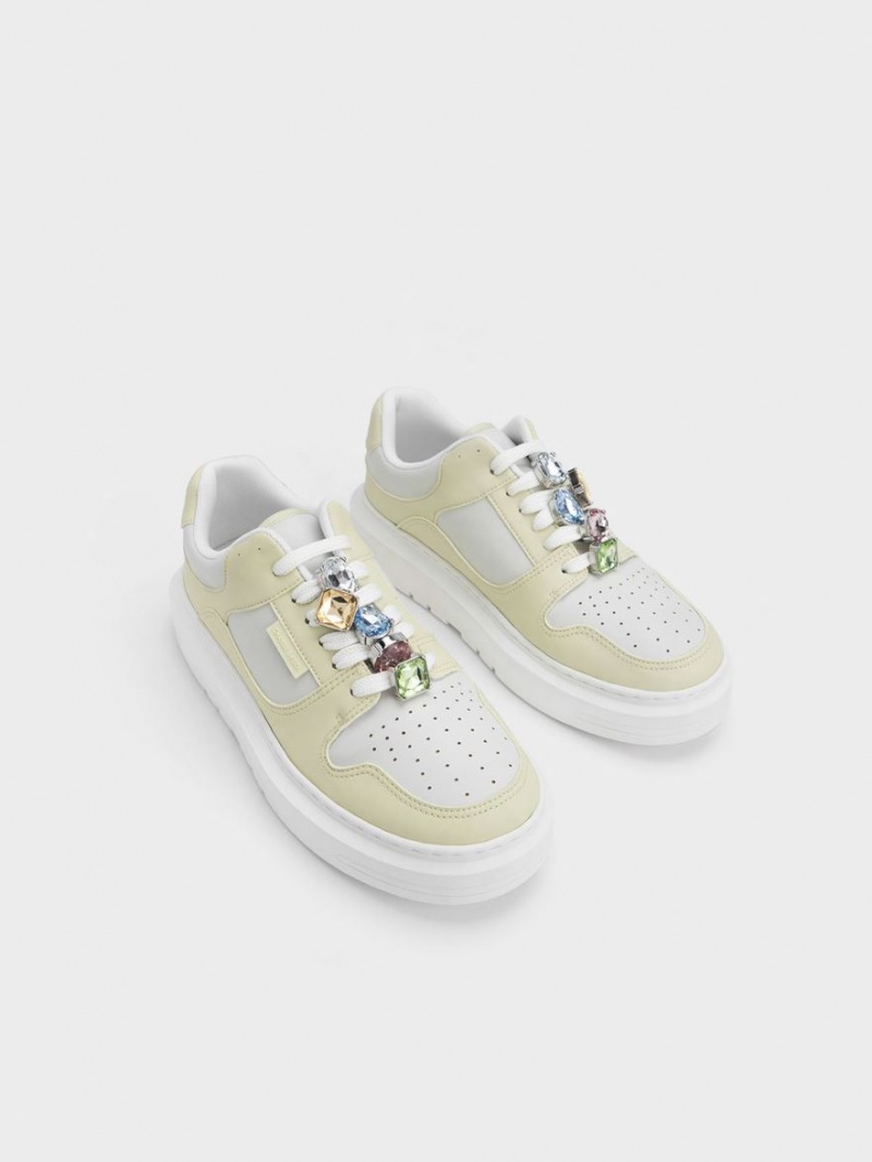 Sneakers Πλατφορμα Charles And Keith Gem-Embellished μεντα | 81624-WUAI