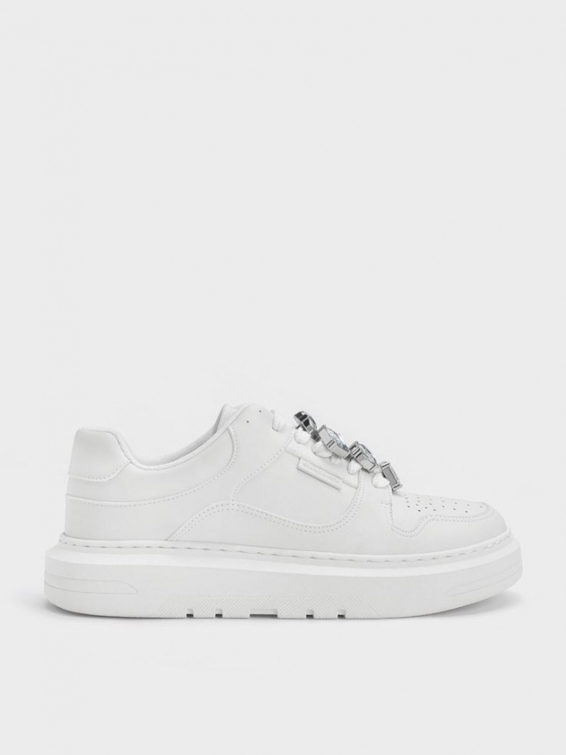 Sneakers Πλατφορμα Charles And Keith Gem-Embellished ασπρα | 08947-OSYN