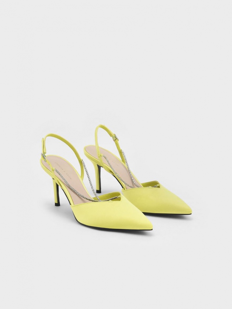 Γοβεσ Charles And Keith Adel Recycled Polyester Gem-λουρακια Slingback ανοιχτο πρασινο | 54798-FGXJ