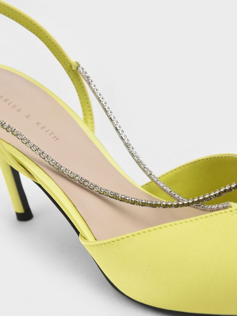 Γοβεσ Charles And Keith Adel Recycled Polyester Gem-λουρακια Slingback ανοιχτο πρασινο | 54798-FGXJ