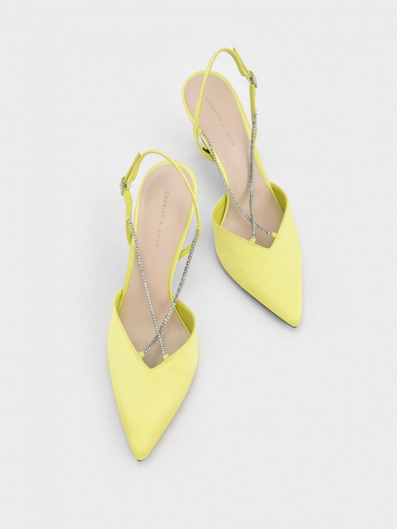 Γοβεσ Charles And Keith Adel Recycled Polyester Gem-λουρακια Slingback ανοιχτο πρασινο | 54798-FGXJ