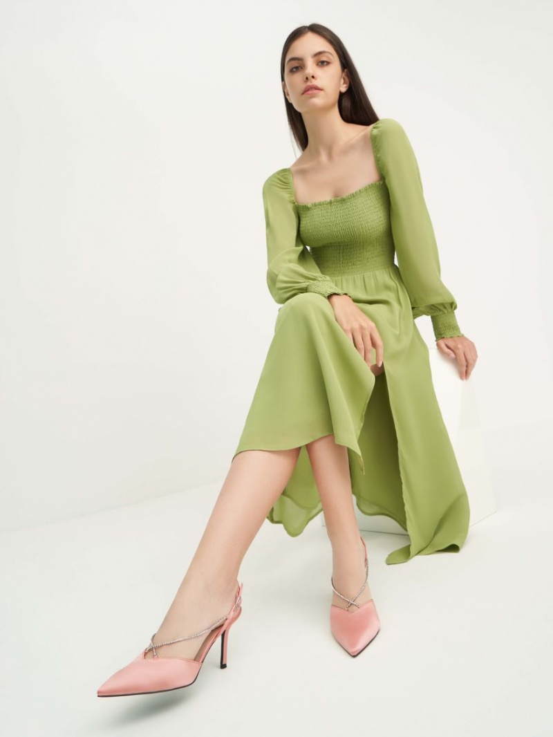 Γοβεσ Charles And Keith Adel Recycled Polyester Gem-λουρακια Slingback Ballerina ροζ | 12893-XTMR