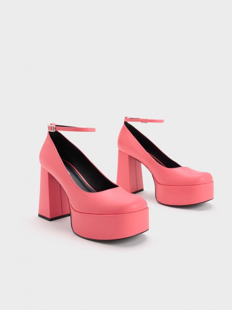 Γοβεσ Charles And Keith Ankle-λουρακια flatforms ροζ | 37618-FZYX