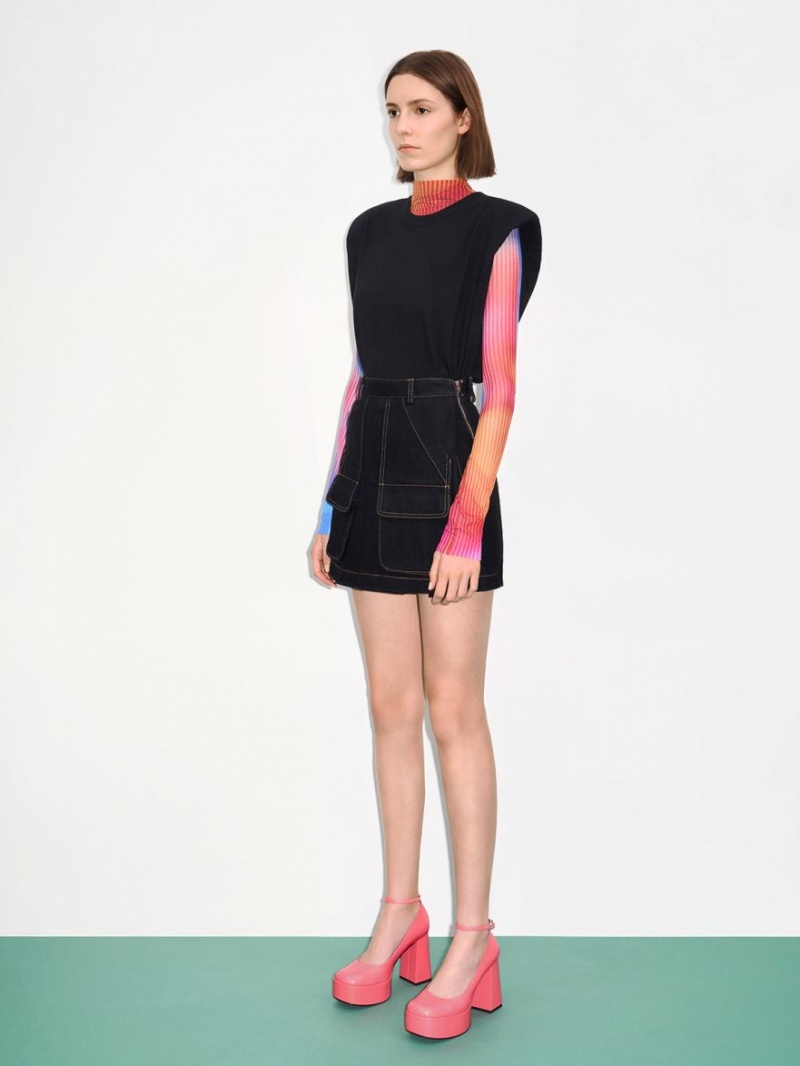 Γοβεσ Charles And Keith Ankle-λουρακια flatforms ροζ | 37618-FZYX