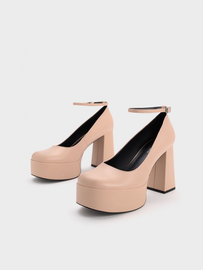 Γοβεσ Charles And Keith Ankle-λουρακια flatforms Μπεζ | 96508-GIKR