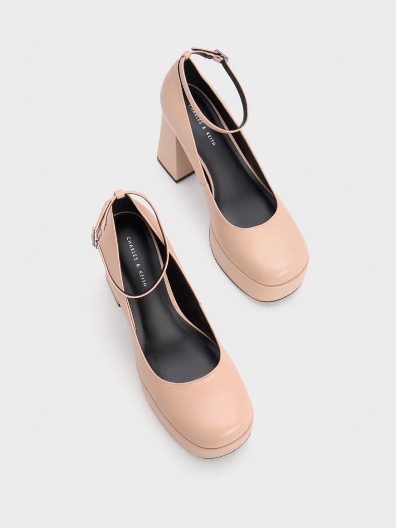 Γοβεσ Charles And Keith Ankle-λουρακια flatforms Μπεζ | 96508-GIKR