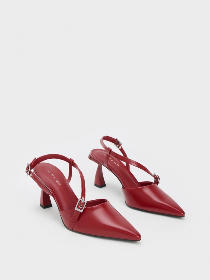 Γοβεσ Charles And Keith Asymmetric Curved Heel Slingback κοκκινα | 84063-ATDM