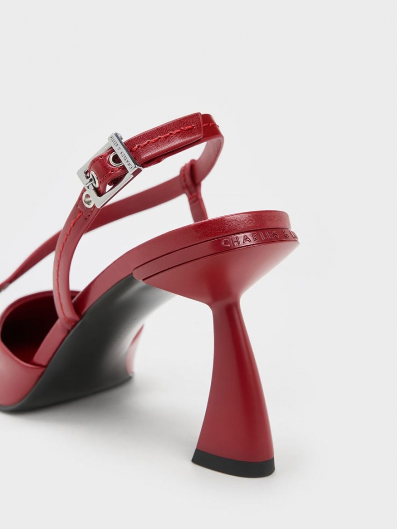 Γοβεσ Charles And Keith Asymmetric Curved Heel Slingback κοκκινα | 84063-ATDM