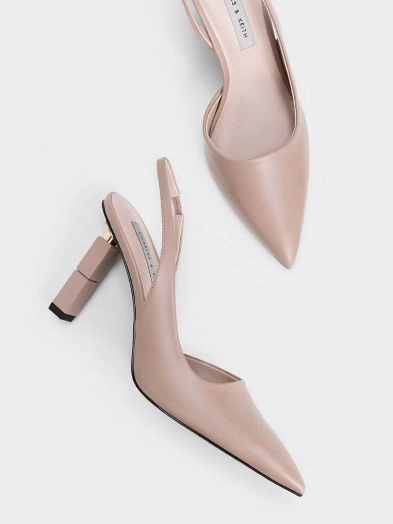 Γοβεσ Charles And Keith Asymmetric Sculptural Heel Μπεζ | 97368-SJBG