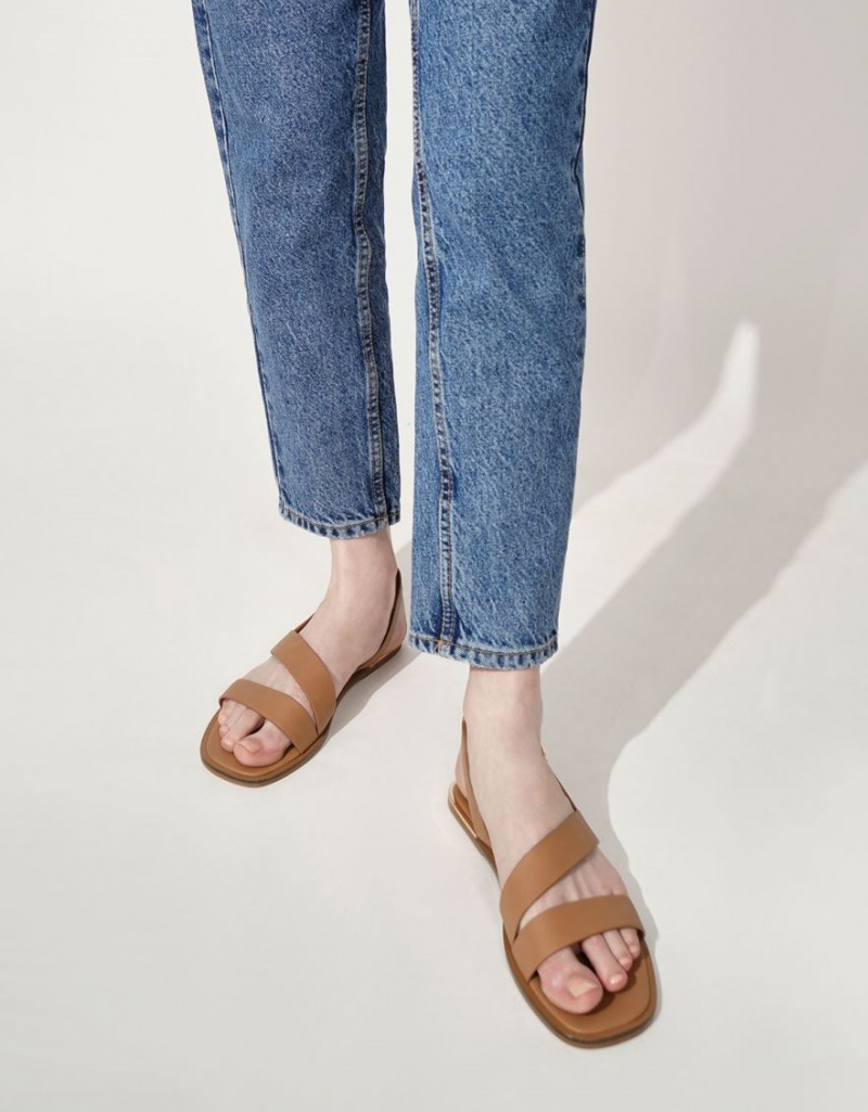 Σανδαλια Charles And Keith Asymmetric λουρακια Slingback καφε | 25948-NSXF