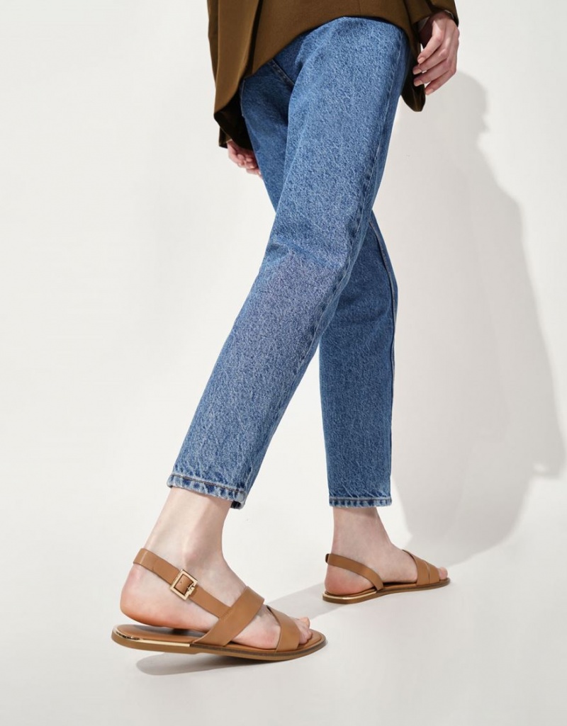Σανδαλια Charles And Keith Asymmetric λουρακια Slingback καφε | 25948-NSXF