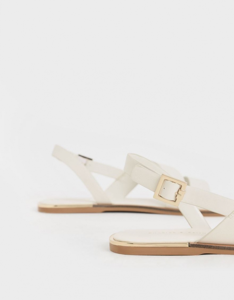 Σανδαλια Charles And Keith Asymmetric λουρακια Slingback ασπρα | 71238-JMGF