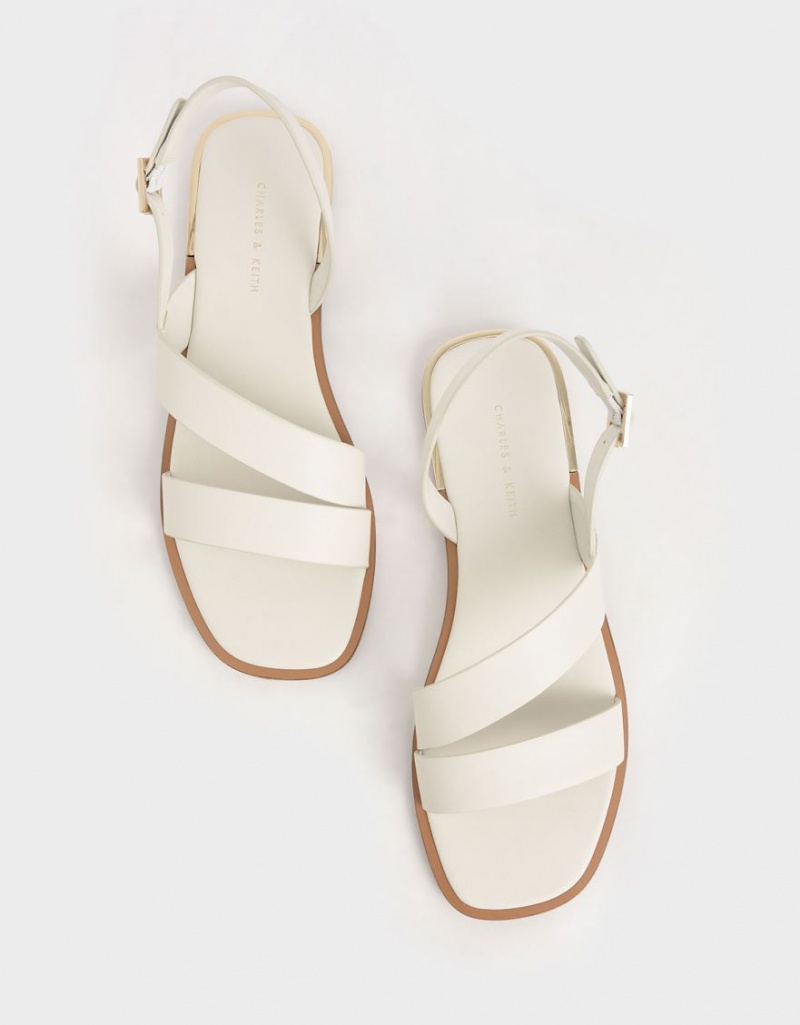 Σανδαλια Charles And Keith Asymmetric λουρακια Slingback ασπρα | 71238-JMGF