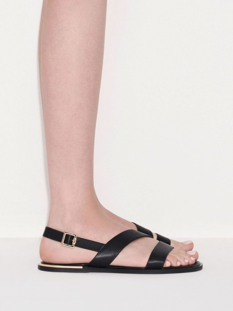 Σανδαλια Charles And Keith Asymmetric λουρακια Slingback μαυρα | 82491-IBMP