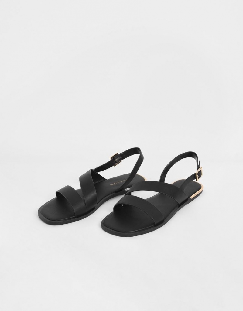 Σανδαλια Charles And Keith Asymmetric λουρακια Slingback μαυρα | 82491-IBMP
