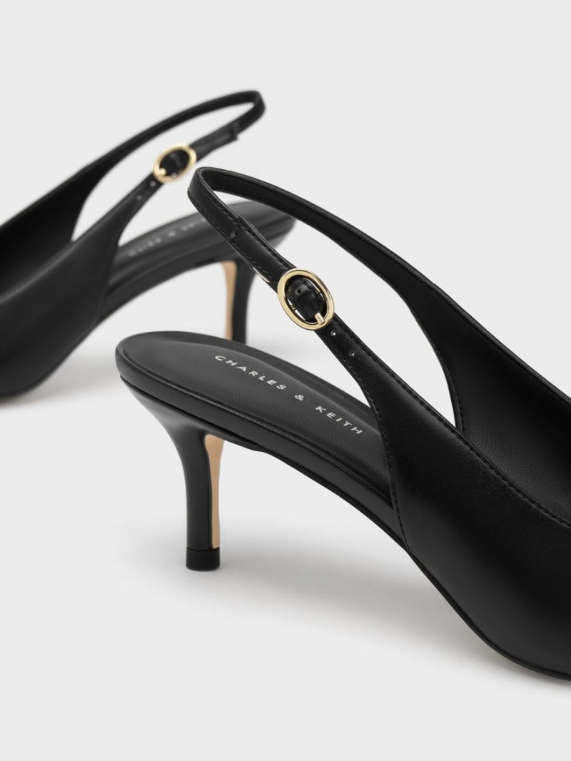 Γοβεσ Charles And Keith Avani Χοντρός Chain-Embellished Slingback μαυρα | 20134-DWRA