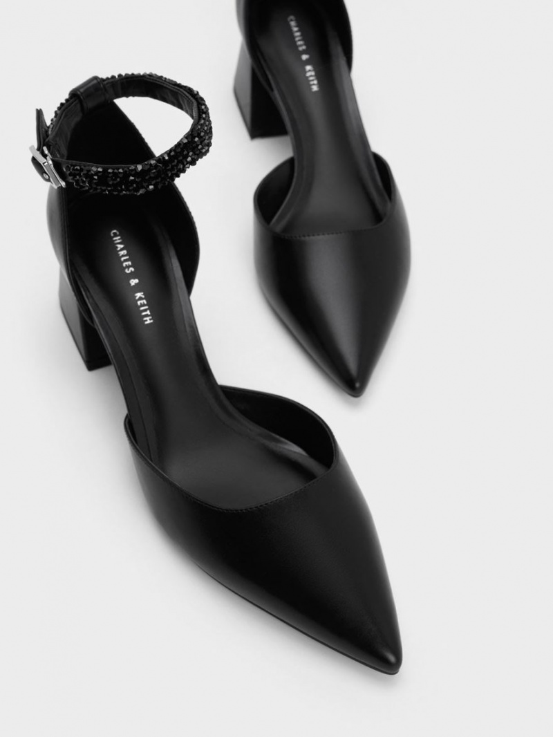 Γοβεσ Charles And Keith Beaded Ankle-λουρακια D'Orsay μαυρα | 96035-SFMP