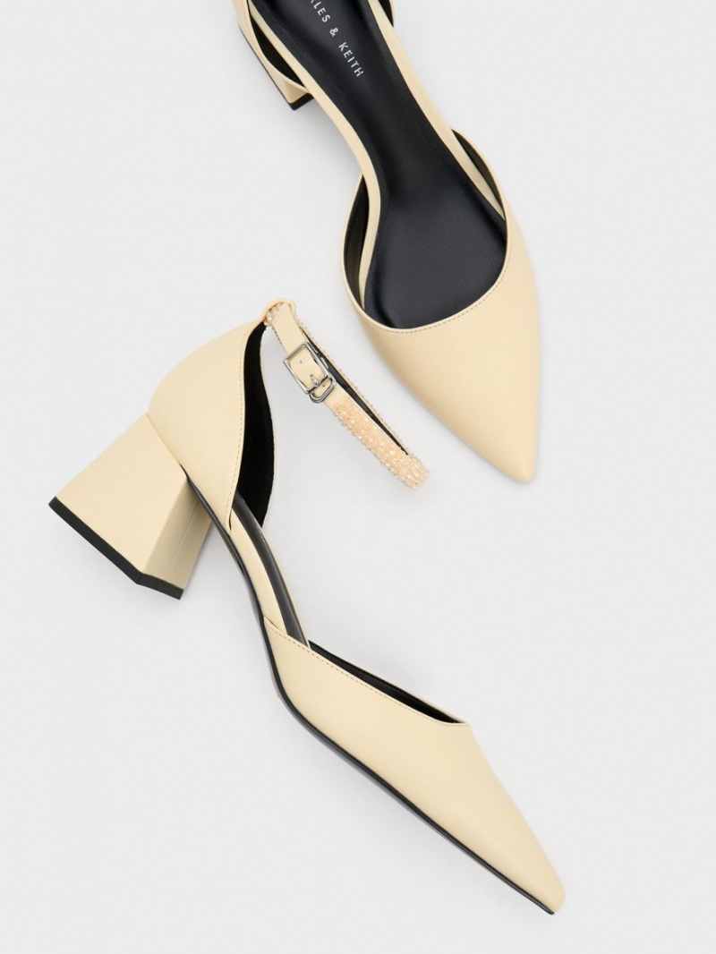 Γοβεσ Charles And Keith Beaded Ankle-λουρακια D'Orsay κίτρινα | 60148-HBAL
